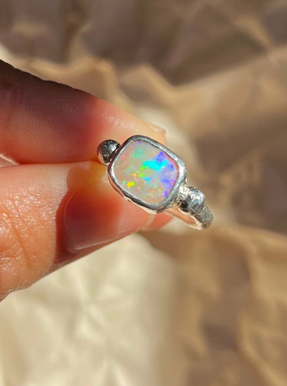 Rainbow splash ring size 4.25 - silver