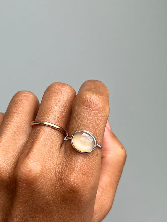 Peach moonstone ring size 6.25