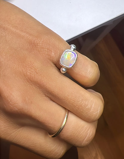 Rainbow splash ring size 4.25 - silver