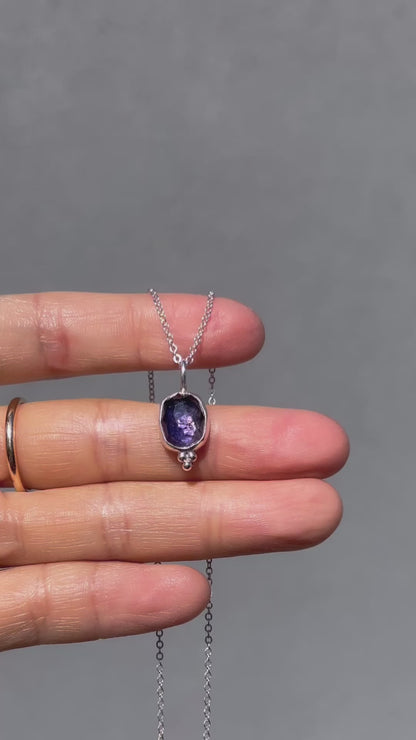 Purple shimmer iolite pendant